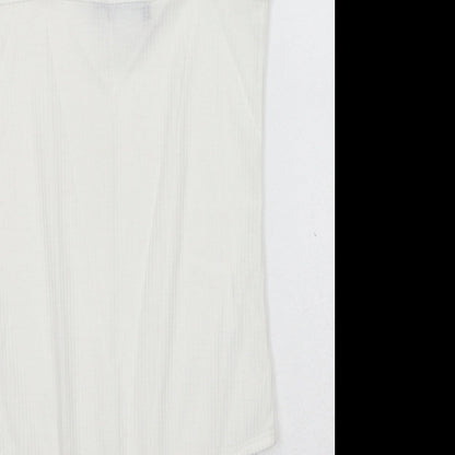 PRETTYLITTLETHING Womens White Polyester Bodysuit One-Piece Size 10 Snap