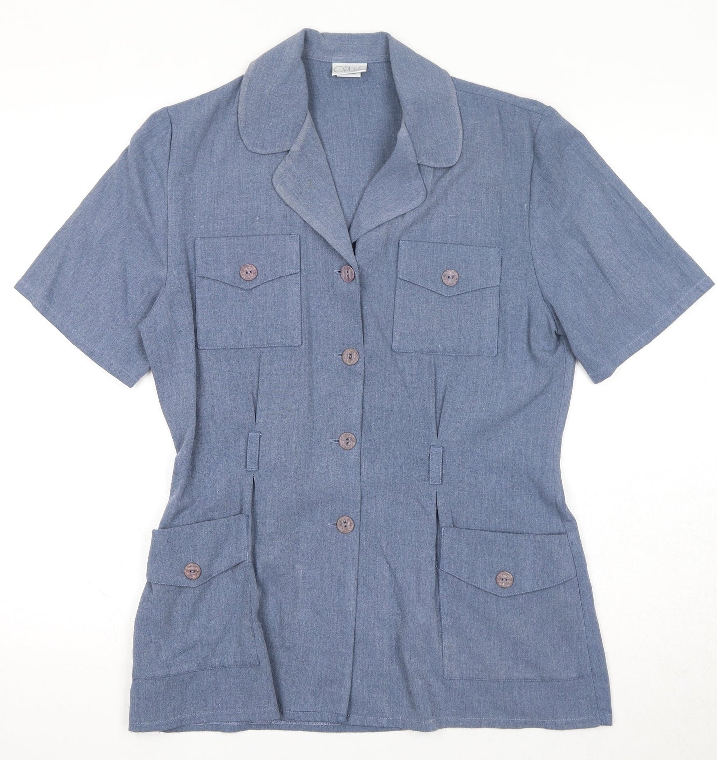 Womens UK Size 12 OPUS Blue Basic Button-Up