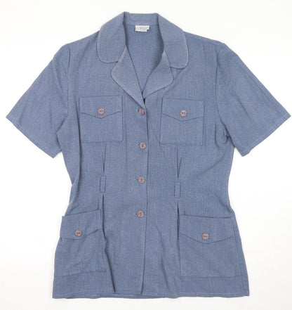 Womens UK Size 12 OPUS Blue Basic Button-Up