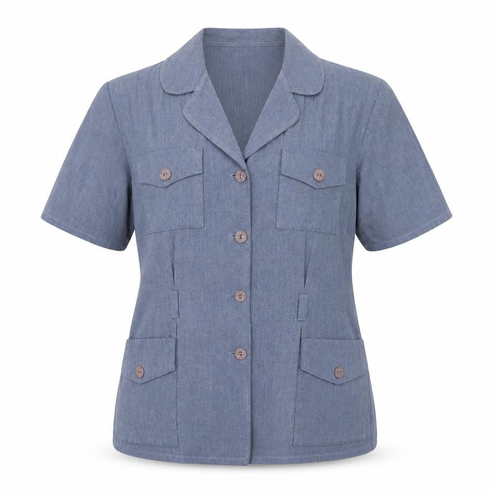 Womens UK Size 12 OPUS Blue Basic Button-Up