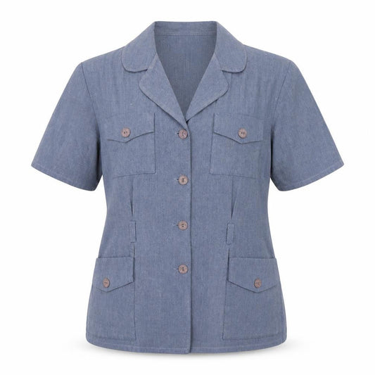 Womens UK Size 12 OPUS Blue Basic Button-Up