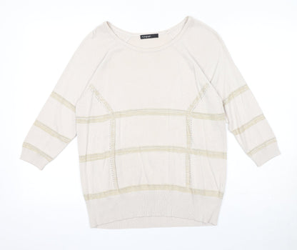 Autograph Womens Beige Round Neck Acrylic Pullover Jumper Size 12