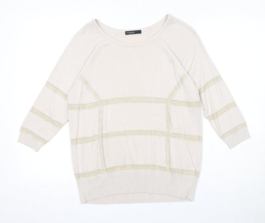 Autograph Womens Beige Round Neck Acrylic Pullover Jumper Size 12