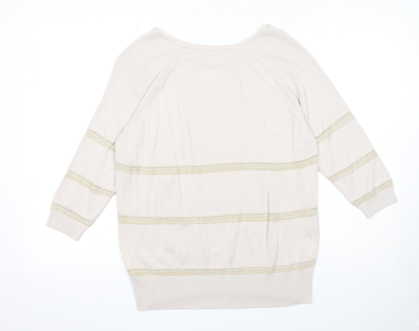 Autograph Womens Beige Round Neck Acrylic Pullover Jumper Size 12