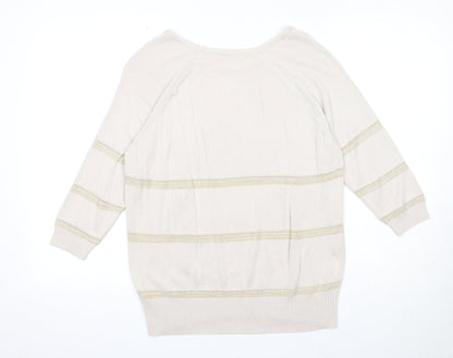 Autograph Womens Beige Round Neck Acrylic Pullover Jumper Size 12