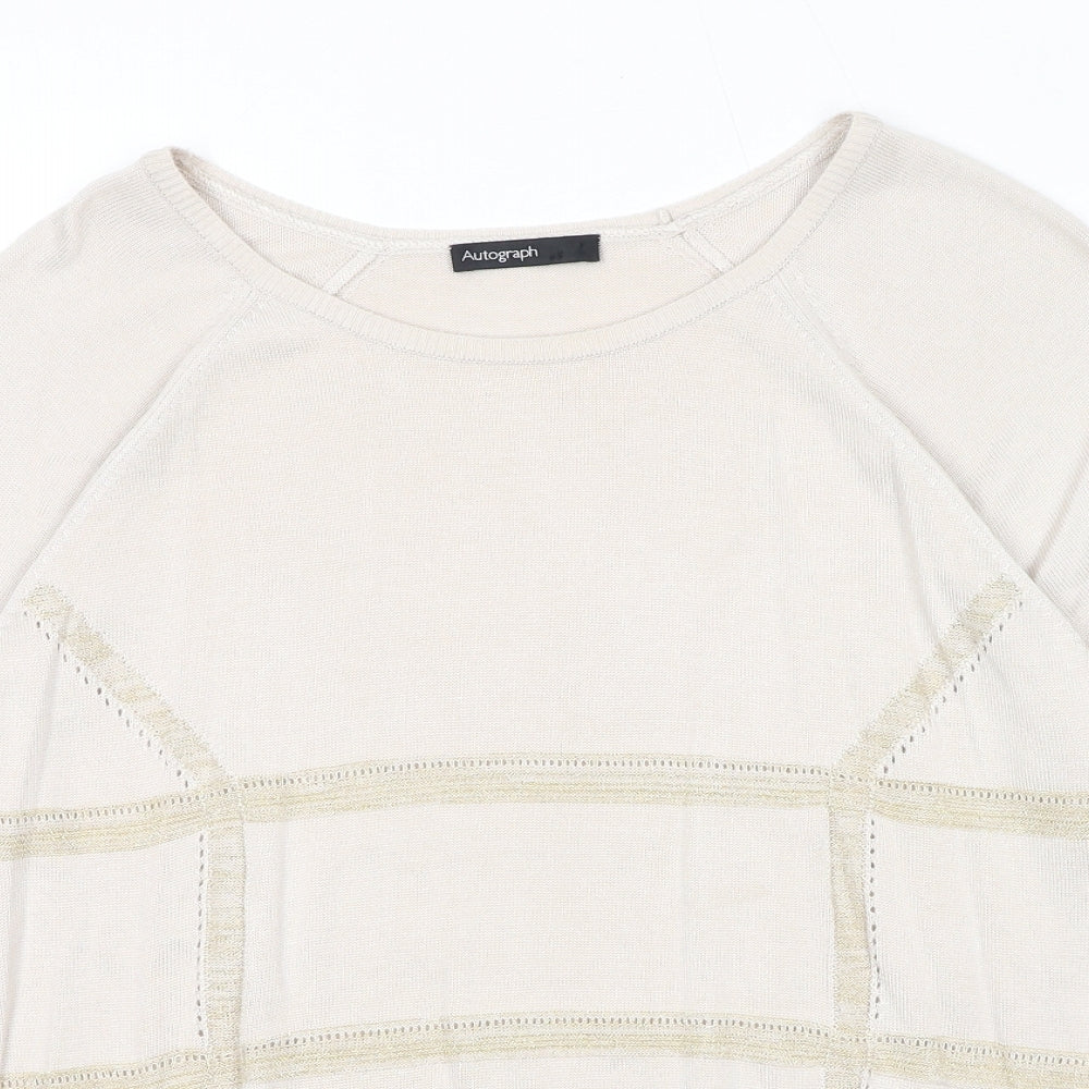 Autograph Womens Beige Round Neck Acrylic Pullover Jumper Size 12