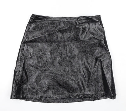 Marks and Spencer Womens Black Viscose A-Line Skirt Size 12 Zip