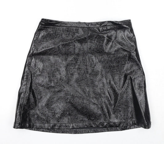 Marks and Spencer Womens Black Viscose A-Line Skirt Size 12 Zip