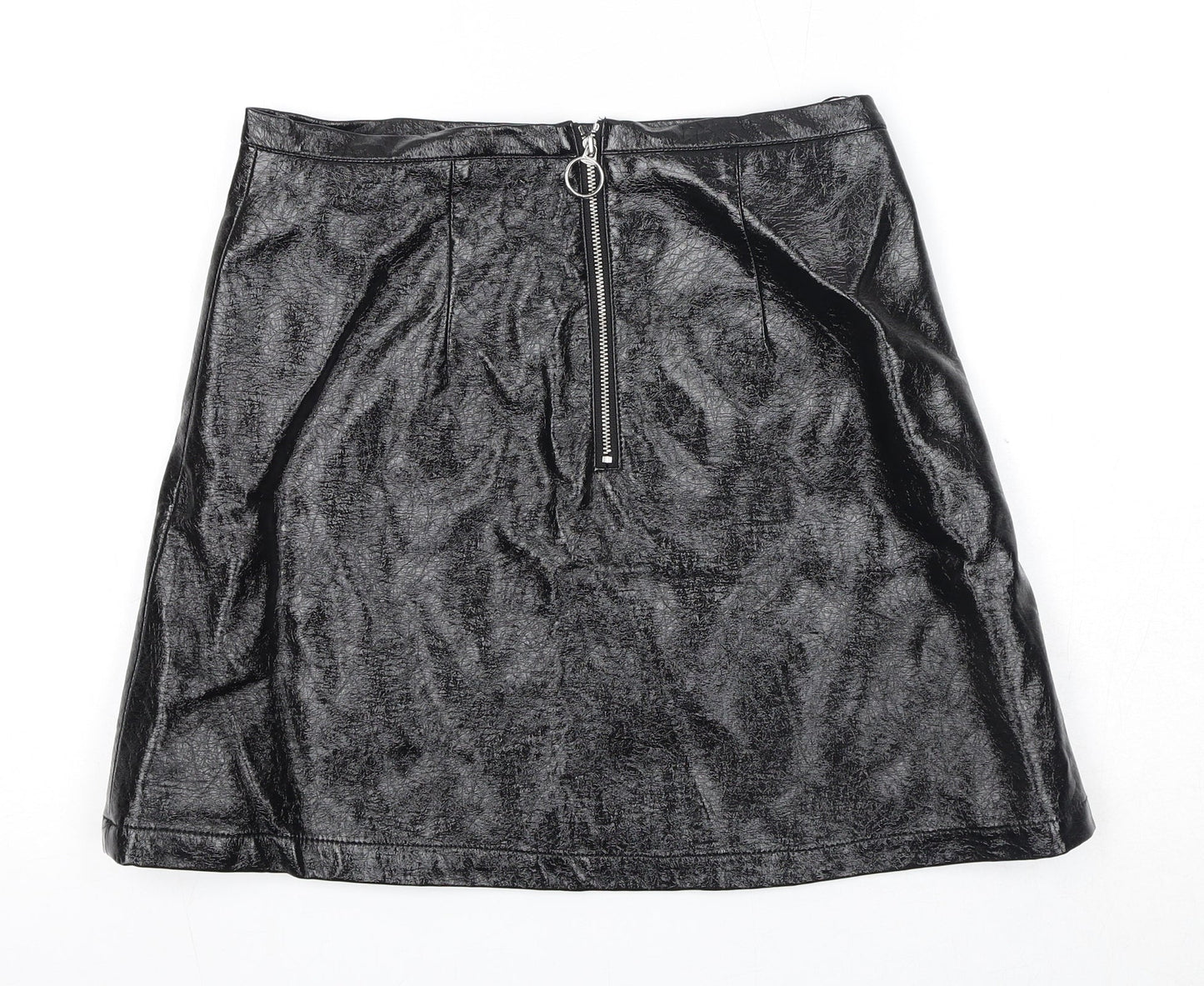 Marks and Spencer Womens Black Viscose A-Line Skirt Size 12 Zip