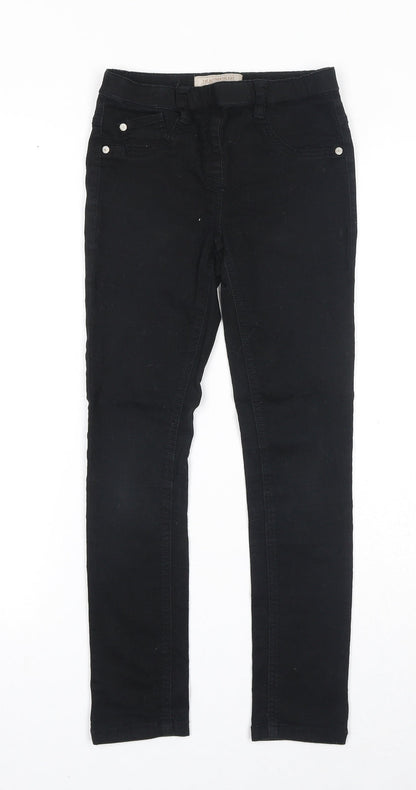 NEXT Girls Black Cotton Skinny Jeans Size 9 Years Regular Pullover