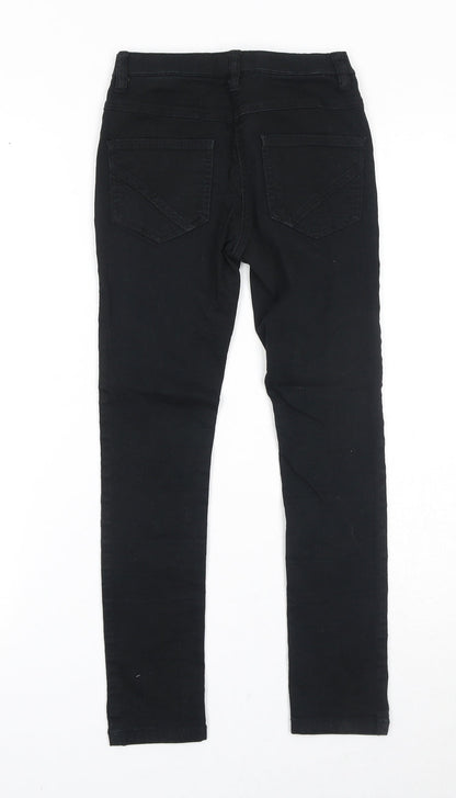 NEXT Girls Black Cotton Skinny Jeans Size 9 Years Regular Pullover