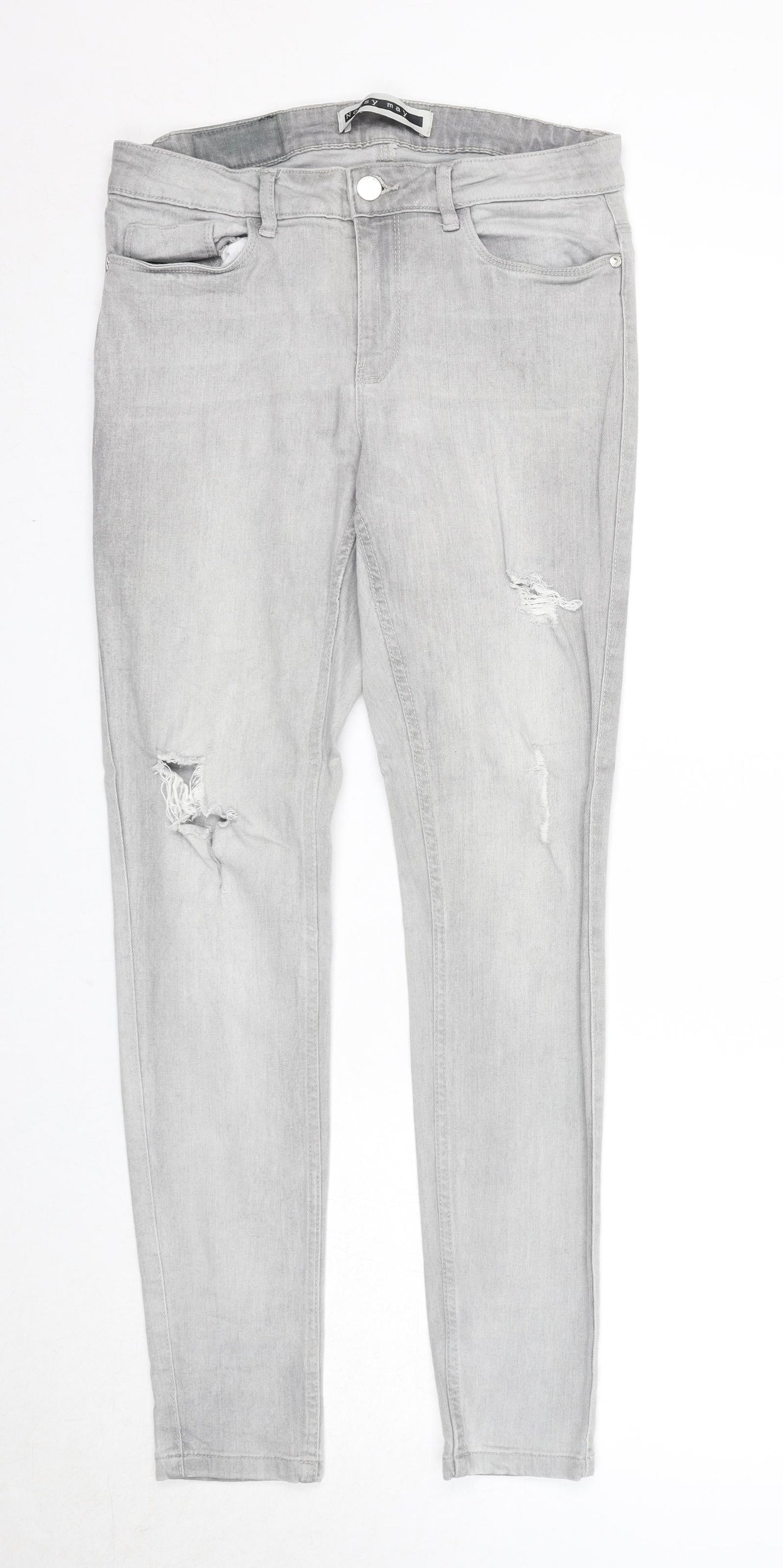 Noisy may Womens Grey Cotton Skinny Jeans Size 30 in Regular Zip