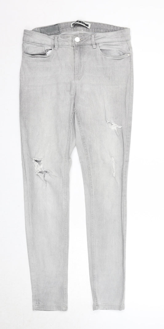 Noisy may Womens Grey Cotton Skinny Jeans Size 30 in Regular Zip