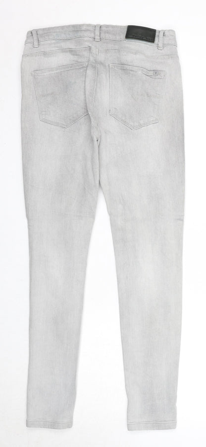 Noisy may Womens Grey Cotton Skinny Jeans Size 30 in Regular Zip