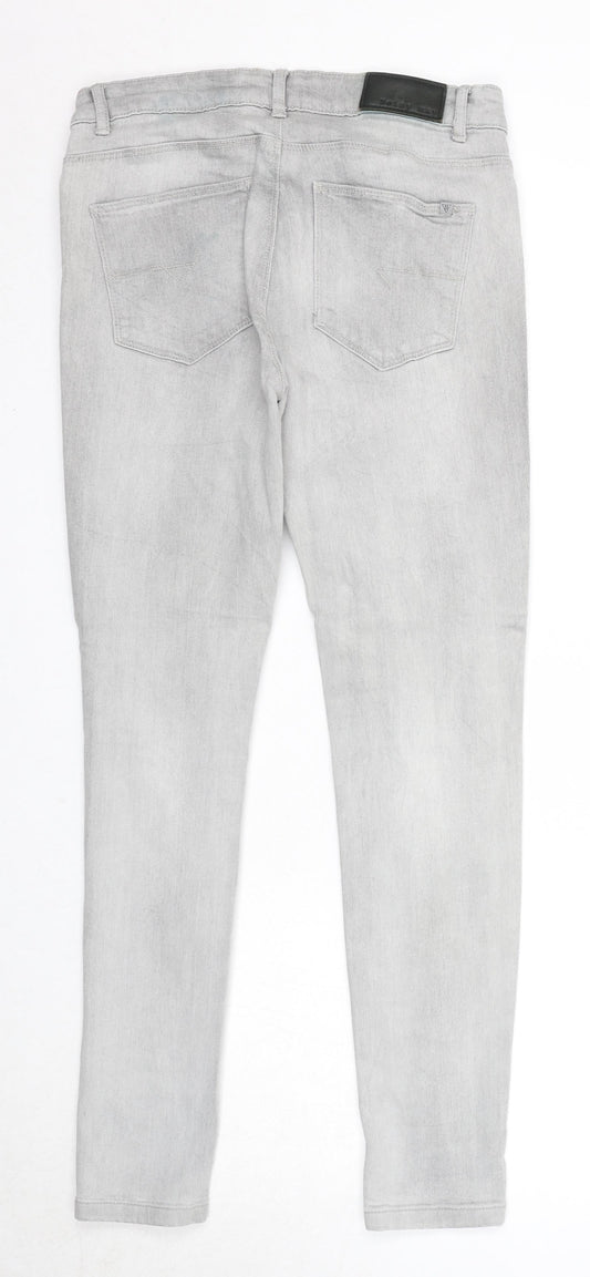 Noisy may Womens Grey Cotton Skinny Jeans Size 30 in Regular Zip