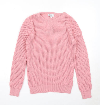 Daisy Street Womens Pink Round Neck Acrylic Pullover Jumper Size XS