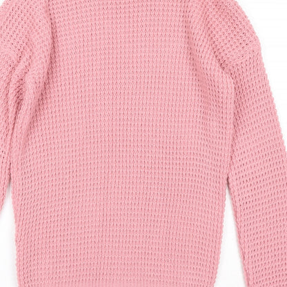 Daisy Street Womens Pink Round Neck Acrylic Pullover Jumper Size XS