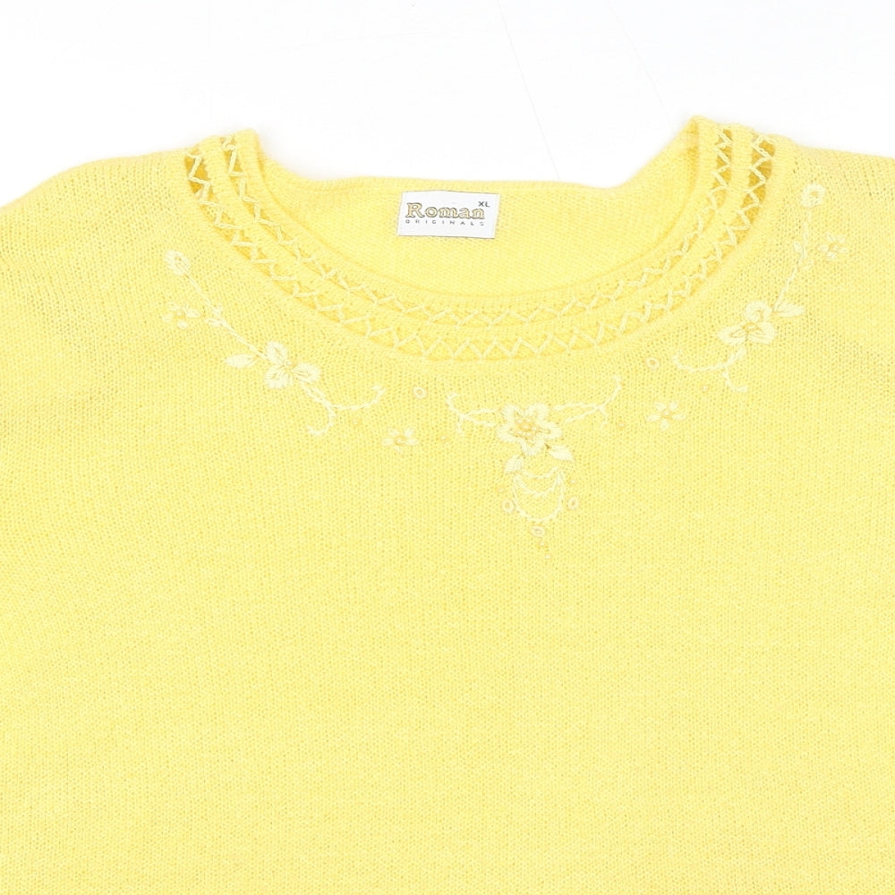 Womens UK Size XL Roman Yellow Pullover Jumper
