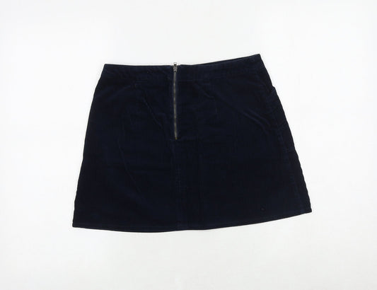 BDG Womens Blue Cotton Mini Skirt Size S Zip