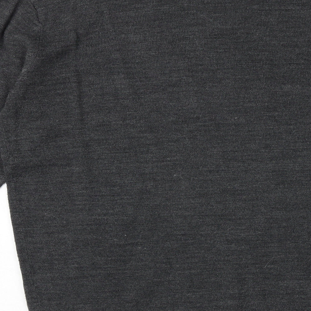 Industrialize Mens Grey V-Neck Acrylic Pullover Jumper Size L Long Sleeve