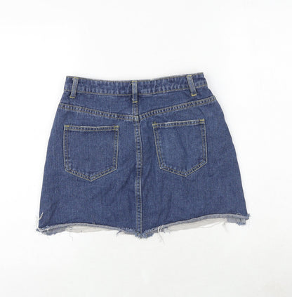 Missguided Womens Blue Cotton Mini Skirt Size 27 in Zip