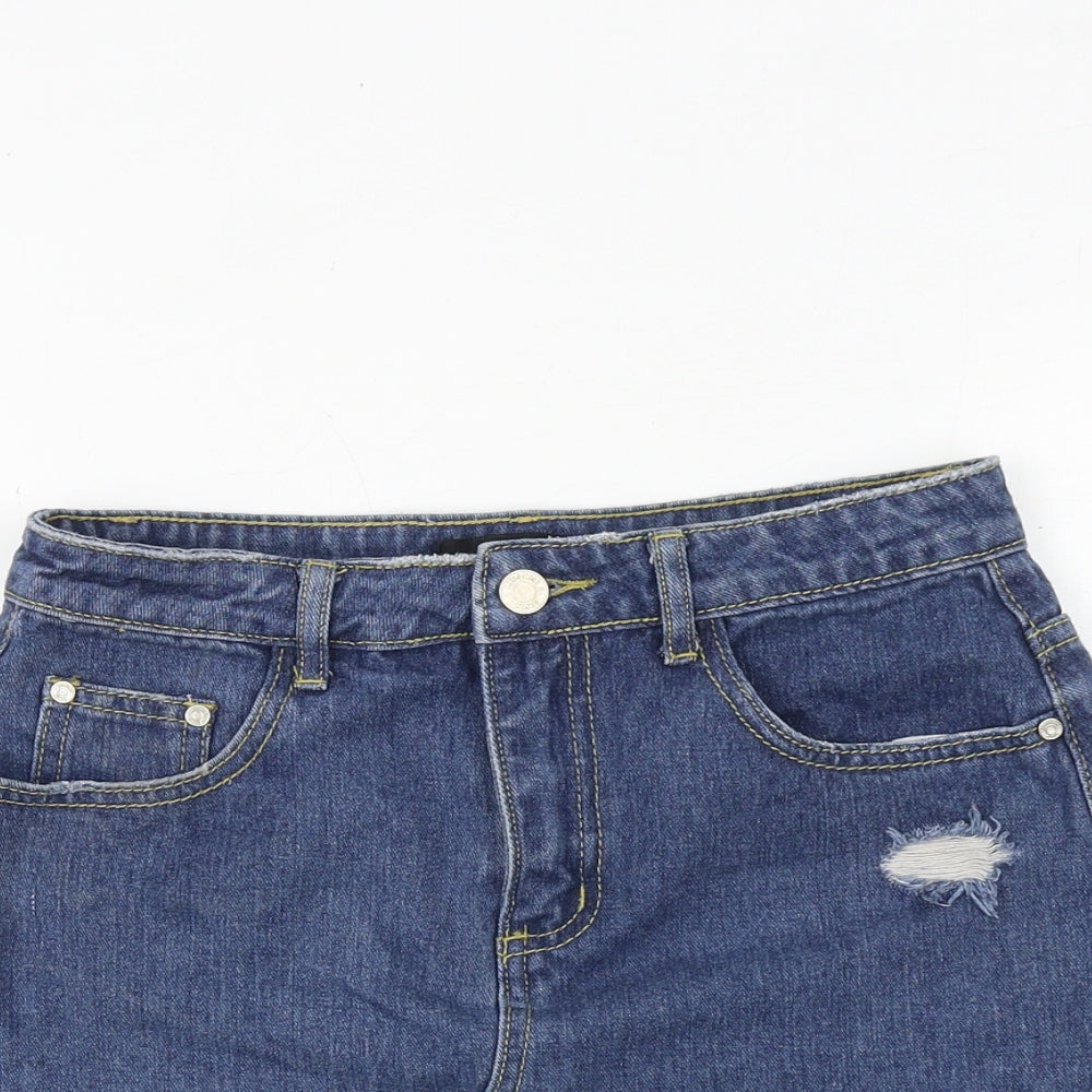 Missguided Womens Blue Cotton Mini Skirt Size 27 in Zip