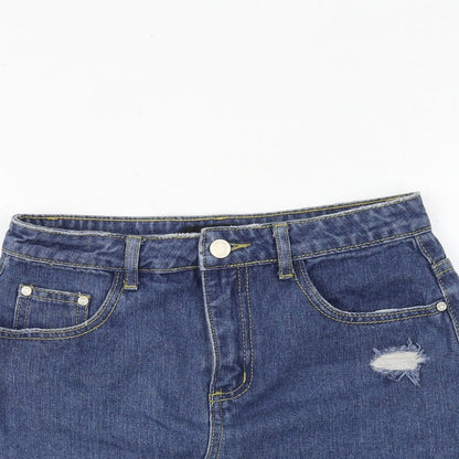 Missguided Womens Blue Cotton Mini Skirt Size 27 in Zip