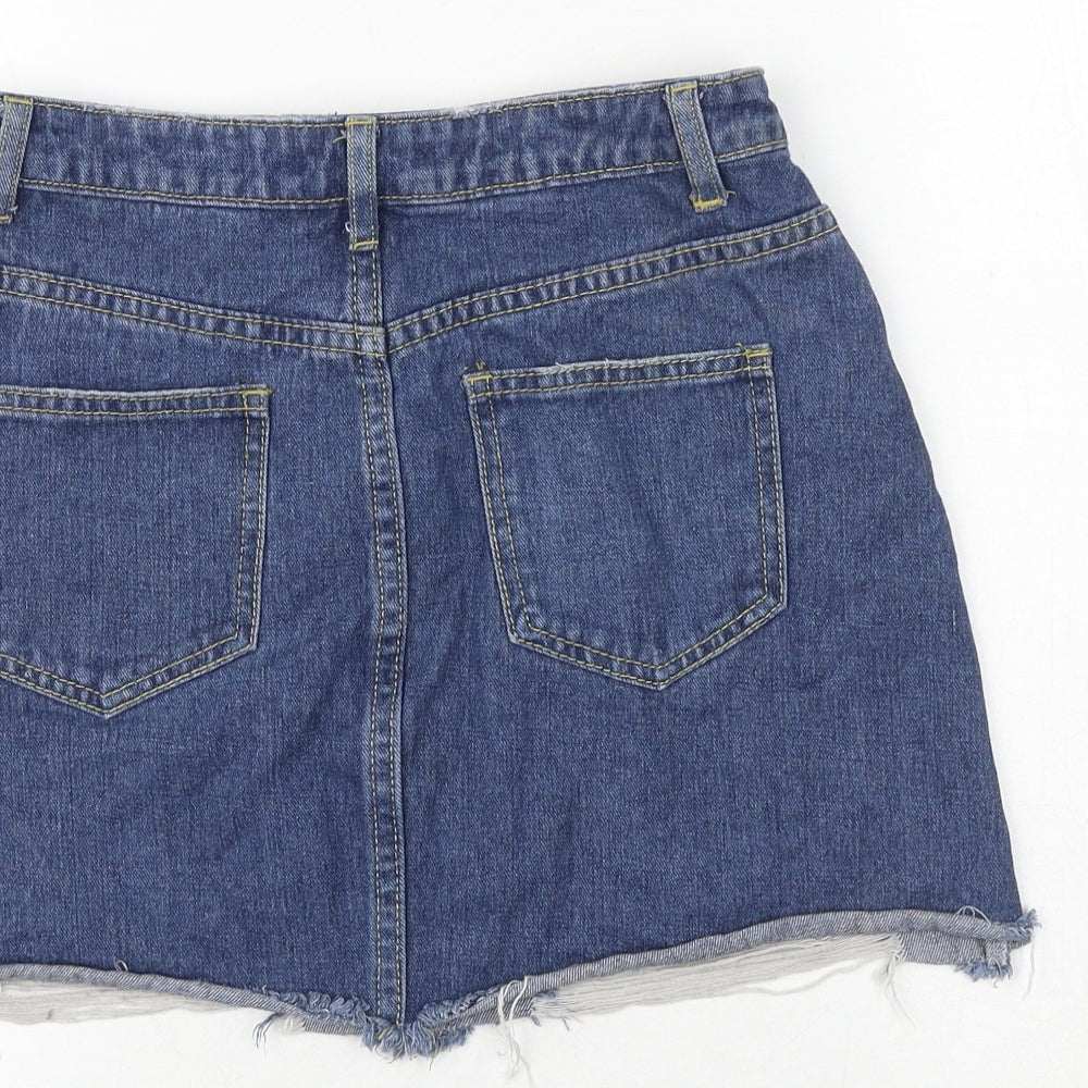 Missguided Womens Blue Cotton Mini Skirt Size 27 in Zip