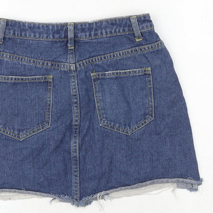Missguided Womens Blue Cotton Mini Skirt Size 27 in Zip