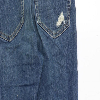 Topshop Womens Blue Cotton Skinny Jeans Size 28 in Regular Zip