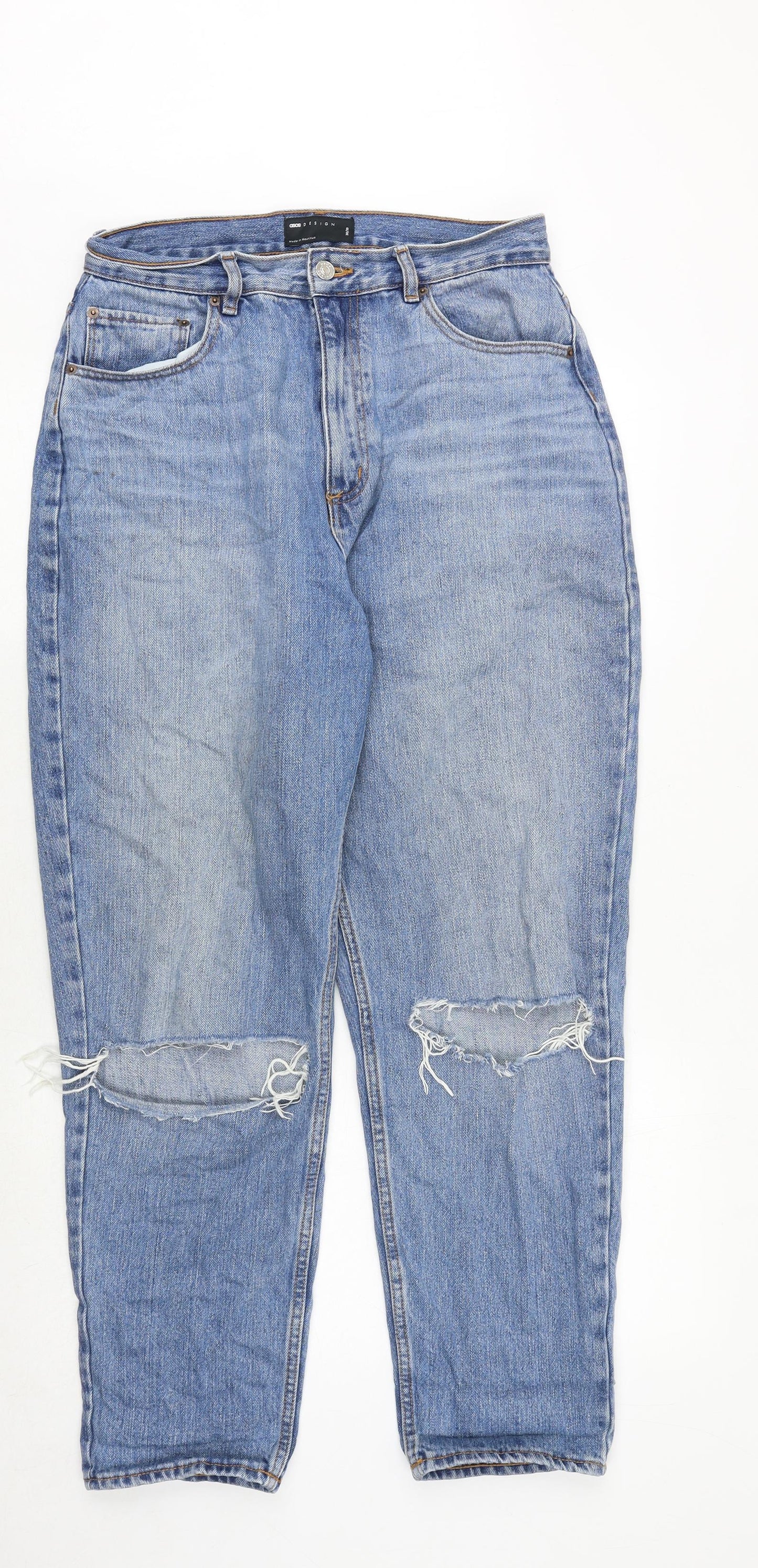ASOS Womens Blue Cotton Straight Jeans Size 30 in Regular Zip