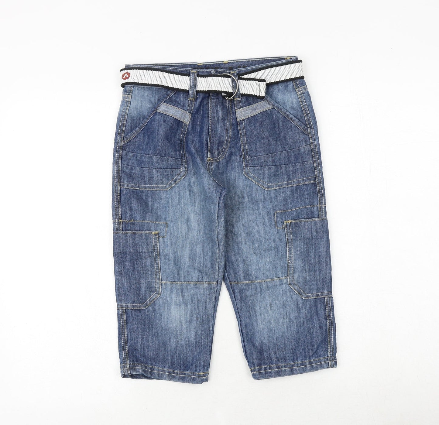 AIRWALK Boys Blue Cotton Cropped Jeans Size 9-10 Years Regular Buckle