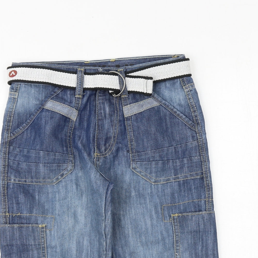 AIRWALK Boys Blue Cotton Cropped Jeans Size 9-10 Years Regular Buckle