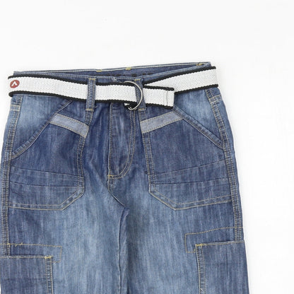 AIRWALK Boys Blue Cotton Cropped Jeans Size 9-10 Years Regular Buckle