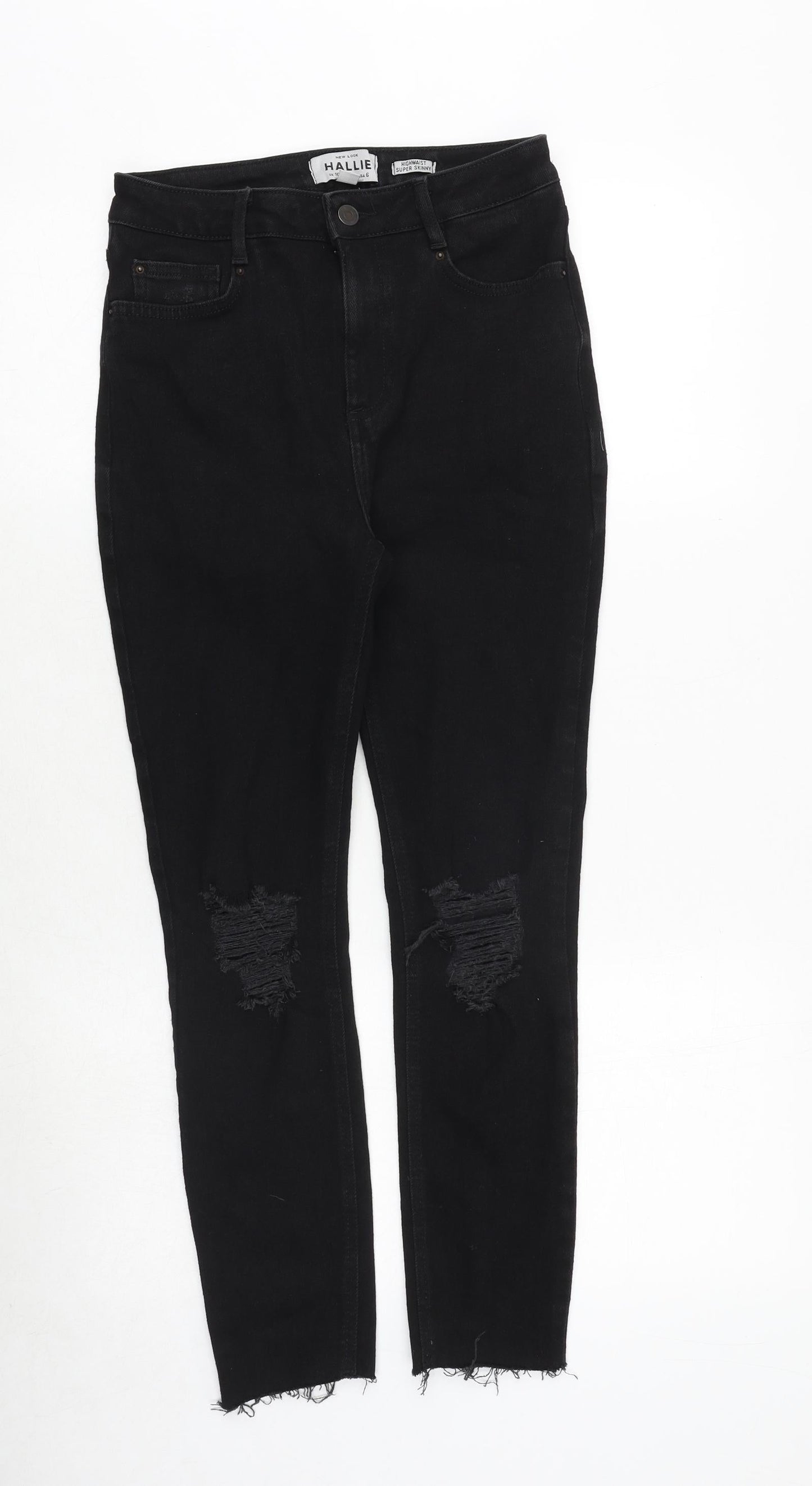 New Look Womens Black Cotton Straight Jeans Size 10 Regular Zip