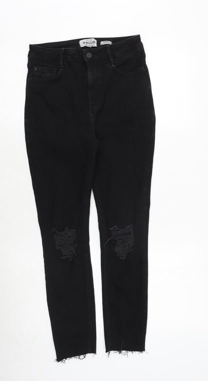 New Look Womens Black Cotton Straight Jeans Size 10 Regular Zip