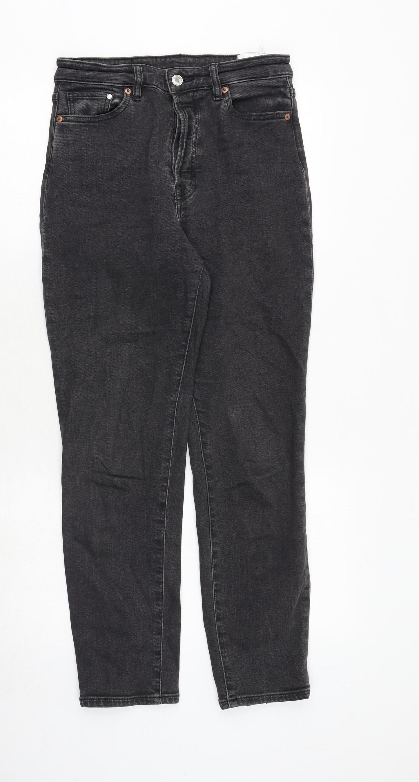 Womens UK Size 8 H&M Regular Fit Straight Black Jeans