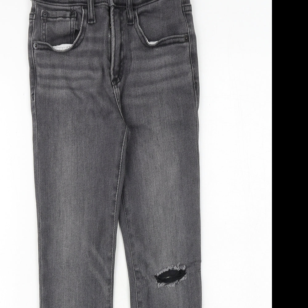 Gap Girls Grey Cotton Skinny Jeans Size 8 Years Regular Zip - Distressed
