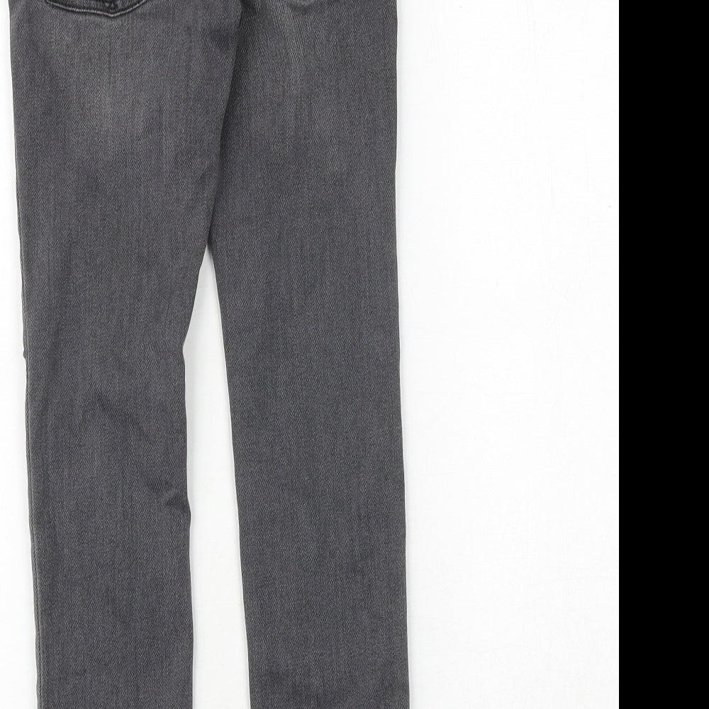 Gap Girls Grey Cotton Skinny Jeans Size 8 Years Regular Zip - Distressed