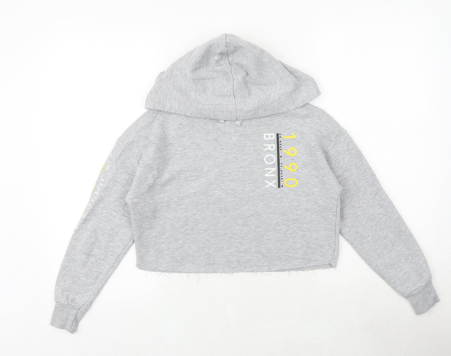 New Look Girls Grey Cotton Pullover Hoodie Size 9 Years Pullover - Bronx