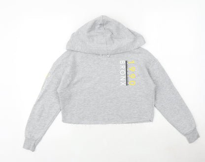 New Look Girls Grey Cotton Pullover Hoodie Size 9 Years Pullover - Bronx