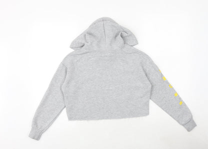 New Look Girls Grey Cotton Pullover Hoodie Size 9 Years Pullover - Bronx