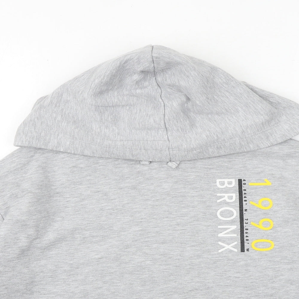 New Look Girls Grey Cotton Pullover Hoodie Size 9 Years Pullover - Bronx