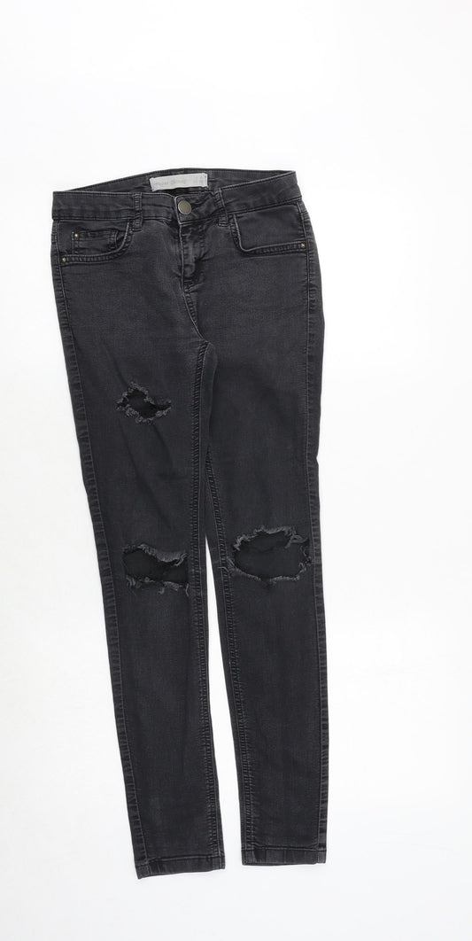 New Look Womens Black Cotton Skinny Jeans Size 8 Regular Zip