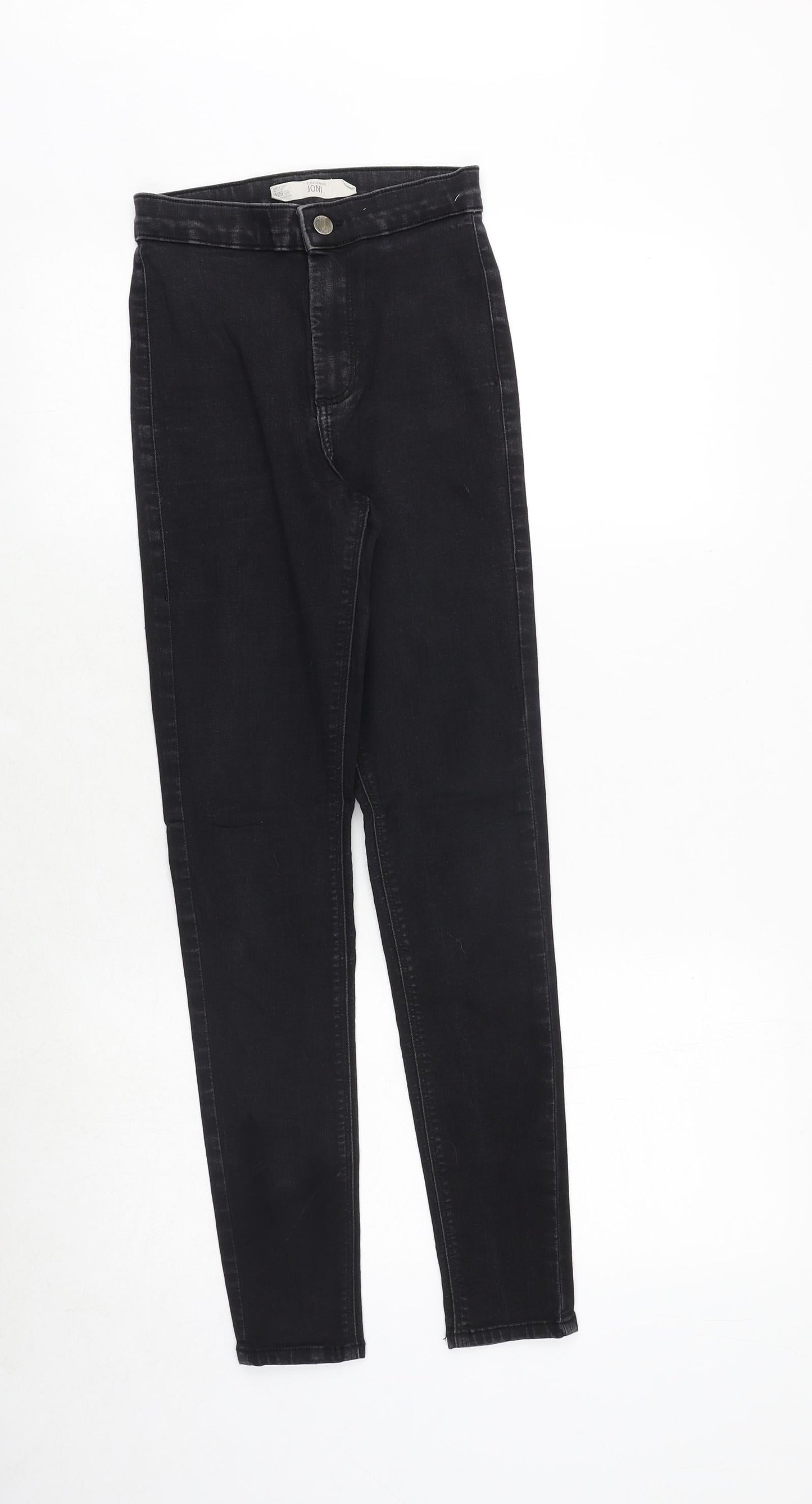Topshop Womens Black Cotton Skinny Jeans Size 26 in Regular Zip
