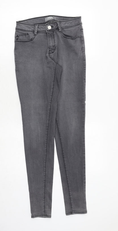 Dorothy Perkins Womens Grey Cotton Skinny Jeans Size 10 Regular Zip