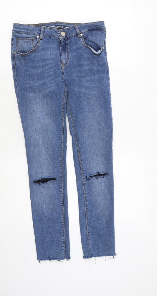 Never Denim Womens Blue Polyester Straight Jeans Size 28 in Regular Zip