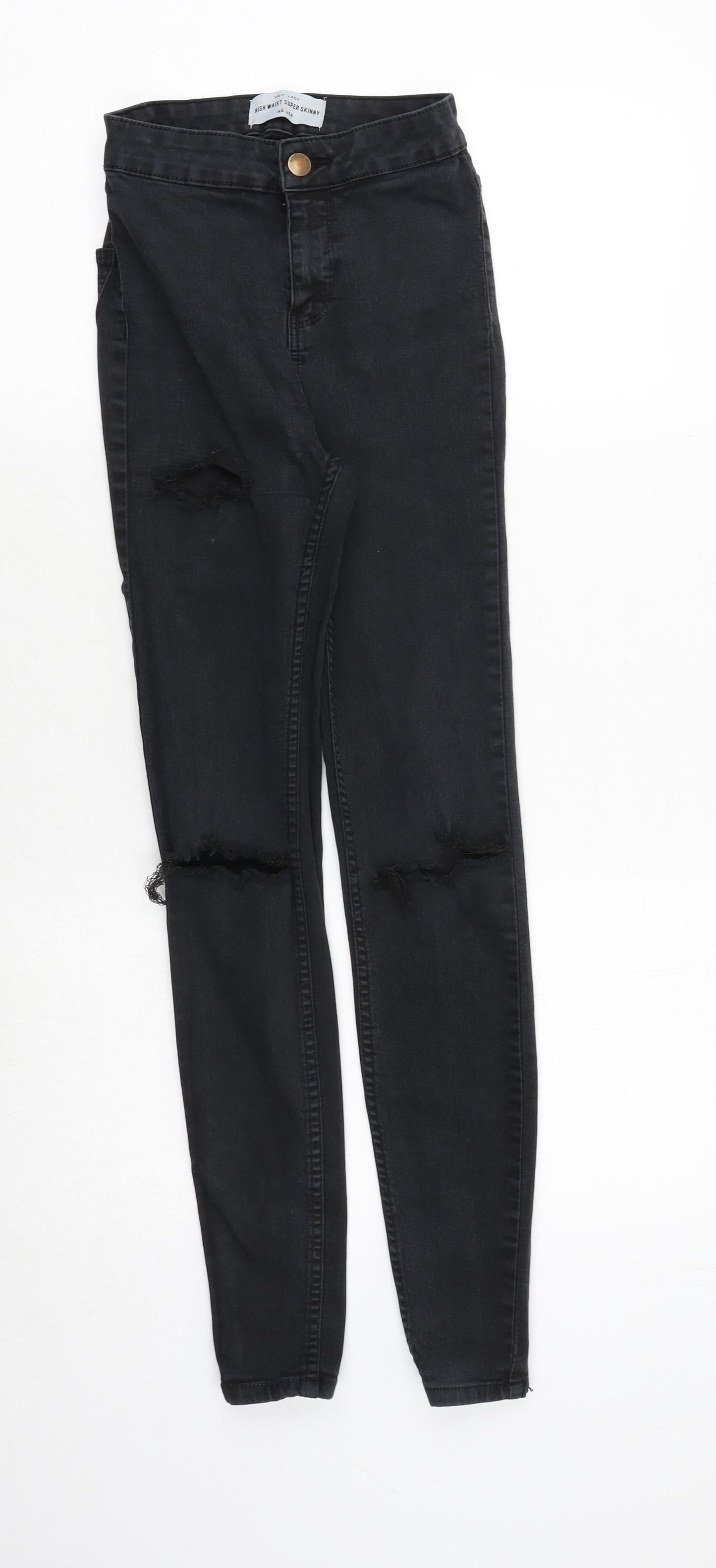 New Look Womens Black Cotton Skinny Jeans Size 6 Regular Zip