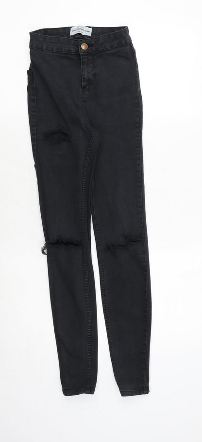 New Look Womens Black Cotton Skinny Jeans Size 6 Regular Zip