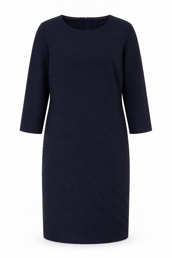 Marks and Spencer Womens Blue Polyester Sheath Size 12 Boat Neck Pullover - Textured